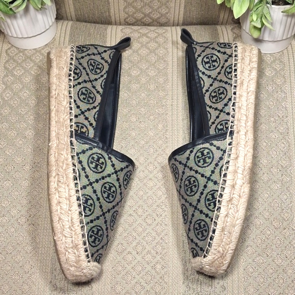 Tory Burch Beige and Black Logo Espadrilles - Picture 5 of 16
